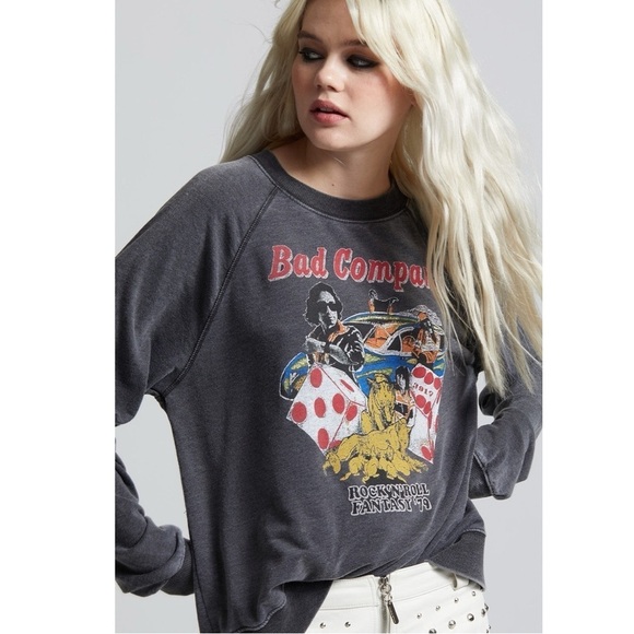 Recycled Karma Bad Company Rock N Roll Fantasy Sweatshirt - Picture 1 of 13